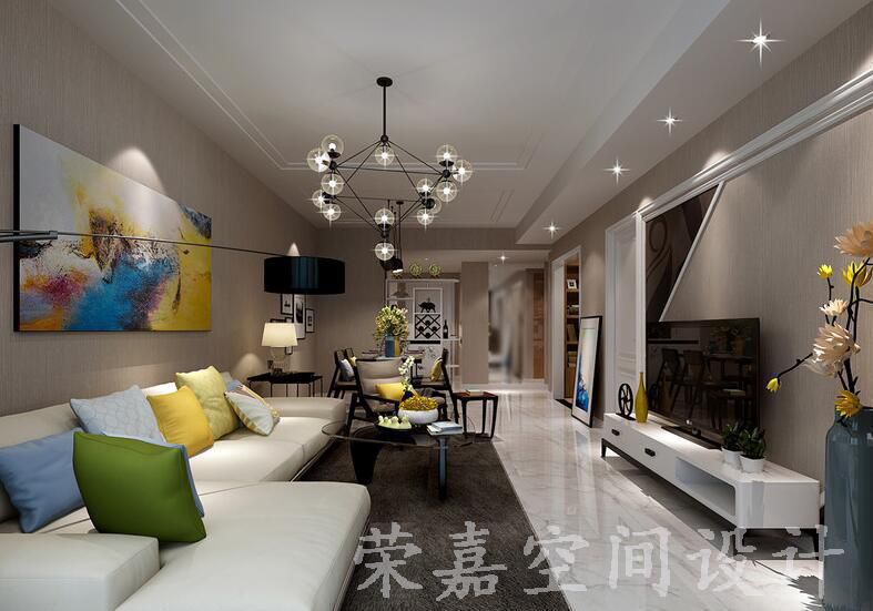 上海裝修案例簡(jiǎn)約三居 中性現(xiàn)代